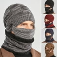 thumbnail image 1 of Airle 3Pcs/Set Warm Three Piece Set Knitting Ultra Soft Windproof Winter Face Cover Hat Scarf Set for Riding, 1 of 8