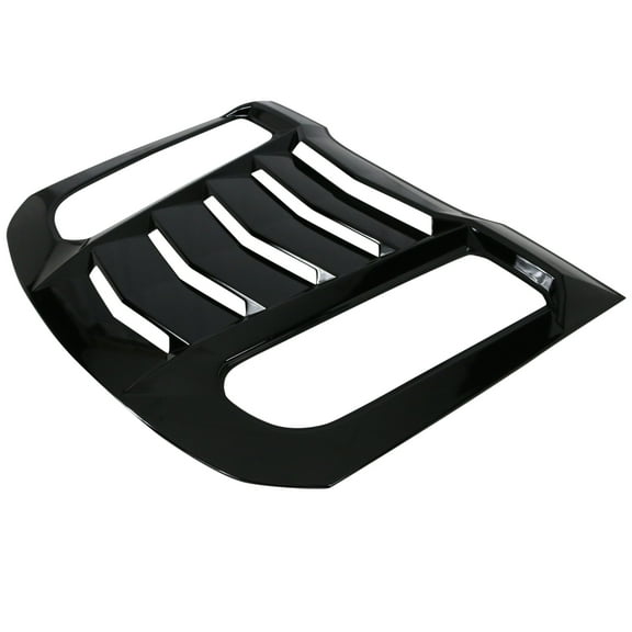 Ikon Motorsports Compatible with 15-24 Ford Mustang IKON V2 Style Rear Window Louver Sun Shade Cover Windshield Vent - Gloss Black 2015 2016 2017 2018 2019 2020