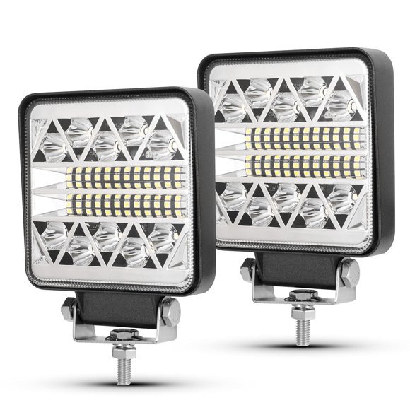 BUNKER INDUST 4 Inch LED Light Pods,2 Pcs Square Tractor Work Light Spot Flood Driving Small Light Bar Waterproof for Truck Equipment Vehicle Pickup UTV ATV Golf Cart