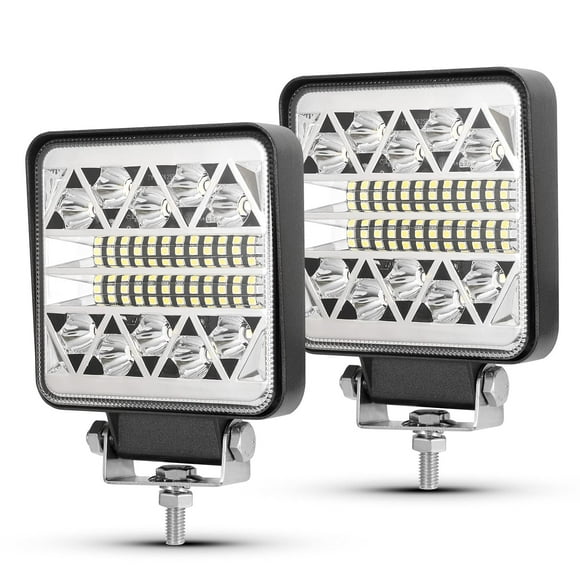 BUNKER INDUST 4 Inch LED Light Pods,2 Pcs Square Tractor Work Light Spot Flood Driving Small Light Bar Waterproof for Truck Equipment Vehicle Pickup UTV ATV Golf Cart