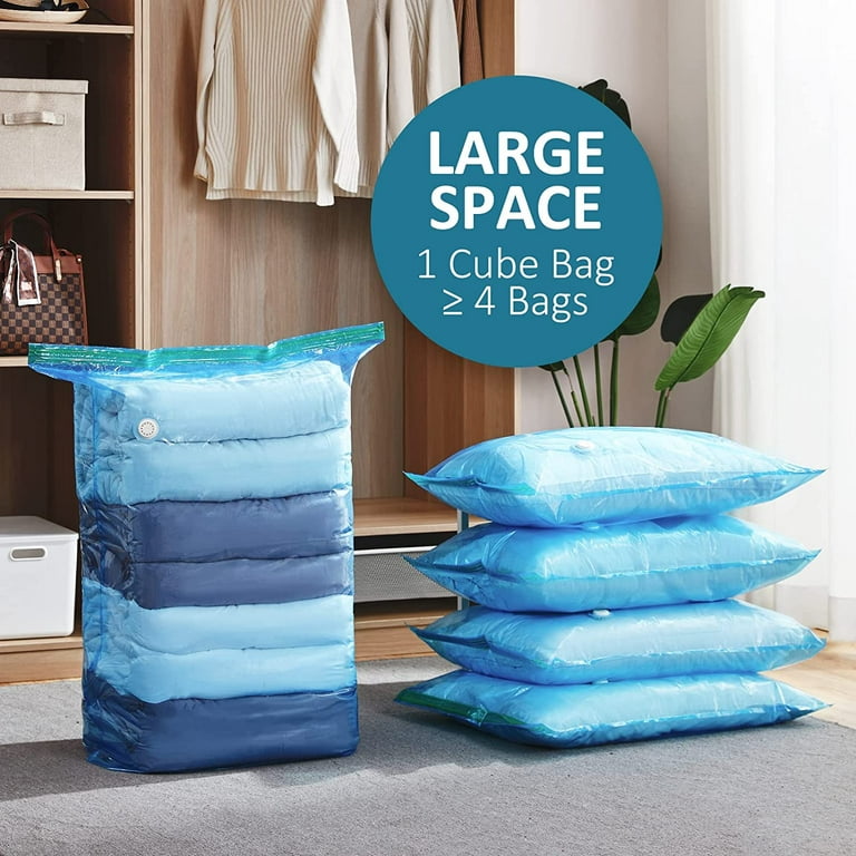 Vacuum Storage Space Saver Bags Cube 4 Jumbo Pack, Vacuum Seal Bags for  Clothes, Beddings, Comforters, Quilts, Pillows, Plush Toys 