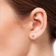 thumbnail image 2 of JeenMata Pendientes con Forma Redonda de Diamante de 0,48 Quilates, Diseño de Halo, Engastados con 8 Puntas, Chapado en Oro Negro de 18 K sobre Plata, 2 of 4