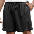 thumbnail image 2 of CHGBMOK Mens Solid Trendy Textured Shorts Elastic Waist Drawstring Casual Shorts Lightweight Breathable Summer Beach Shorts, 2 of 5