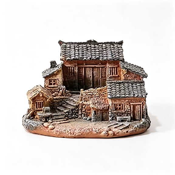 Mini House Figurines, Miniature Village Hut Figurine, Fairy Garden Cottage Ornaments Accessories for DIY Bonsai, Succulent Planting, Terrarium, Flower Pot Decor