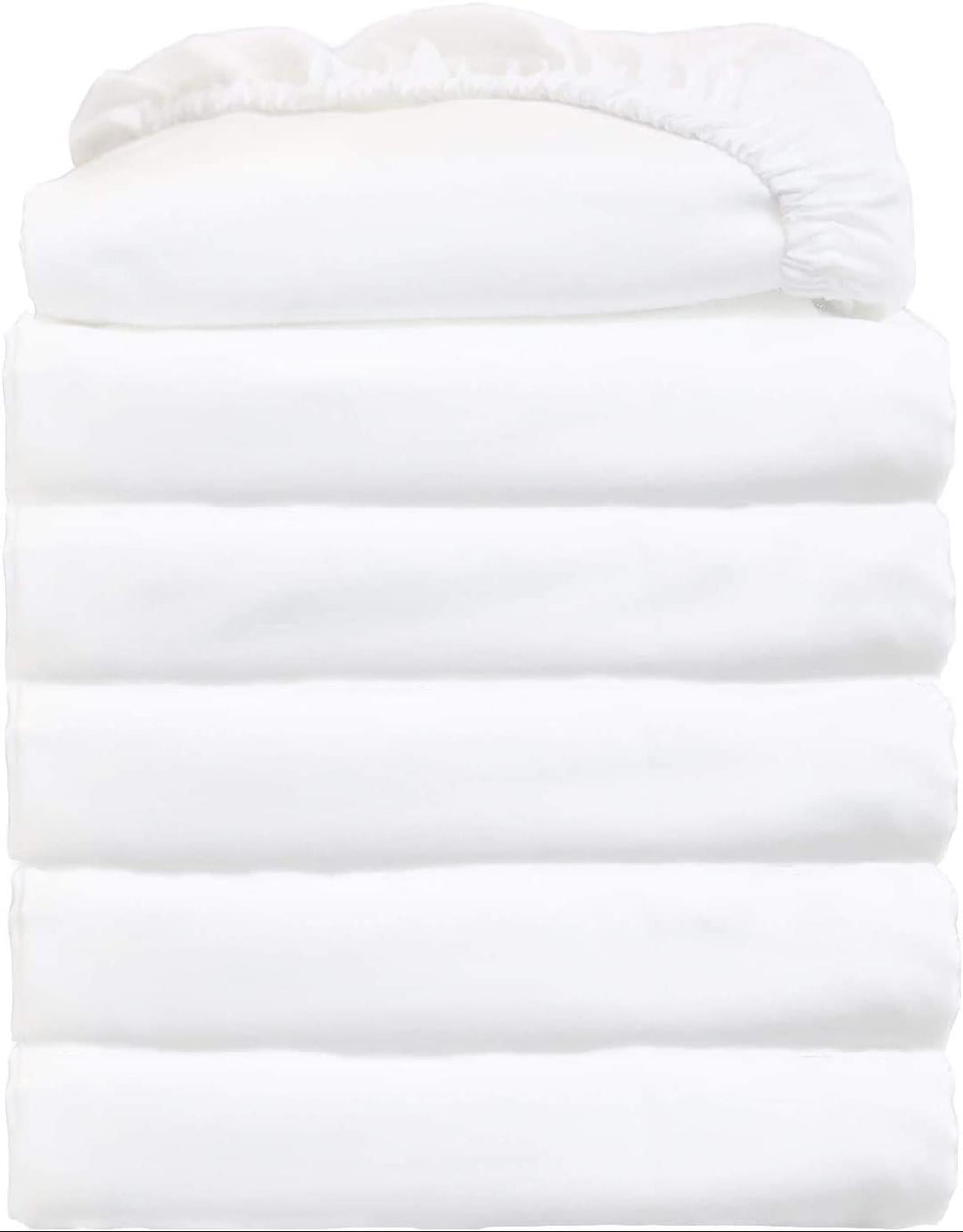 Twin Fitted Sheets Only Deep Pocket White Sheets Bulk 6 Pack for Home