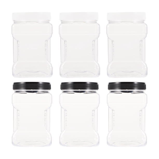 6pcs 1000ml botellas de plástico botellas de almacenamiento de miel contenedores de alimentos (transparentes)