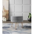 thumbnail image 2 of Manhattan Comfort Bailey Ottoman in Gray with Solid Wood Base & Gold Feet, 2 of 7