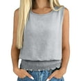 thumbnail image 2 of Riecok Summer Tank Tops for Women Crewneck Sleeveless Shirts Breathable Elastic Waist Tees Solid Versatile Blouses, 2 of 8