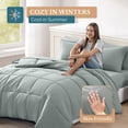 thumbnail image 3 of Casa Platino King Comforter Set Pre-Washed – 7 Piece Bed in a Bag – Brushed Soft Microfiber King Bedding Set with Comforter, Flat Sheet, Fitted Sheet, 2 Pillowcases & 2 Shams - Mineral, 3 of 8