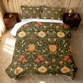 thumbnail image 2 of Erosebridal Vintage Blossom Twin Quilt Set, Tropical Flower Twin Coverlet Set, Reversible, Olive Apricot, 2pcs (1 Bedspread and 1 Pillowcase), 2 of 7