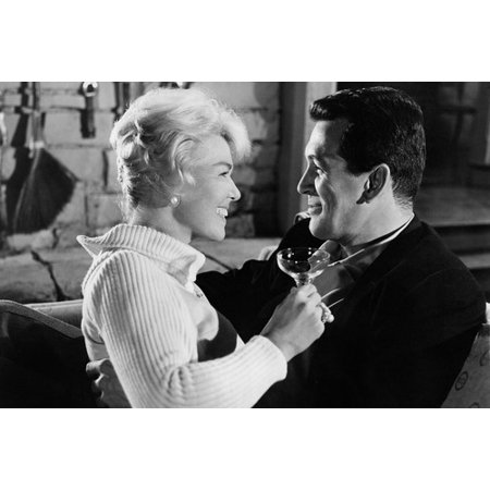 Pillow Talk Doris Day Rock Hudson Drinking Champagne Smiling At