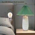 thumbnail image 2 of JuGuo Vintage Pleated Ceramic Table Lamp-3 Way Dimmable with USB Port & 4W LED Bulb - Touch Control Boho Table Lamp with Green Pleated Lampshade, Perfect for Living Room & Home Office Decor, 2 of 6