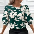 thumbnail image 4 of Eres Más Que una Camisa de Puntuación de Prueba, Verano Suelto Casual Cinco Cuartos de Manga Cuello Redondo Impreso para Mujeres, 4 of 7