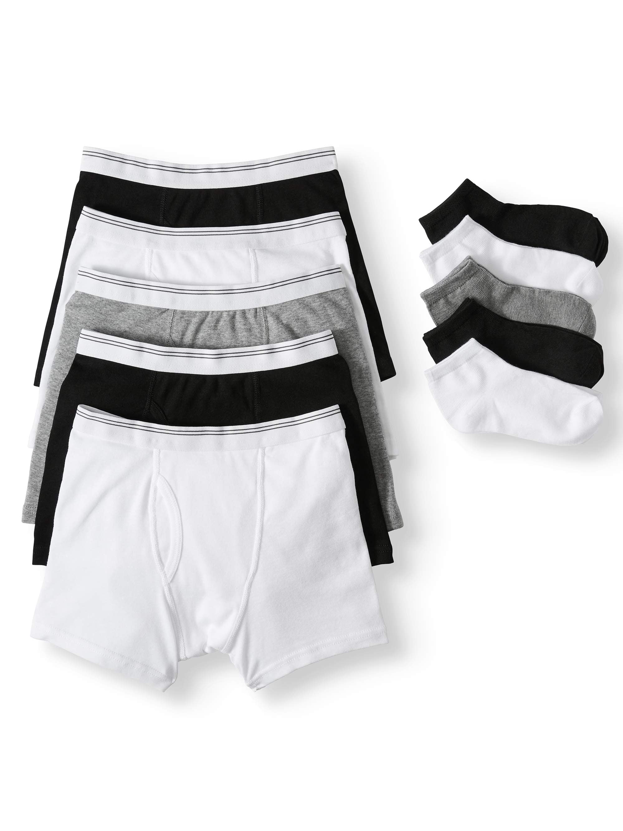 Wonder Nation Underwear 5+5 Pack, Boxer Briefs & Socks (Little Boys ...