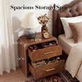thumbnail image 5 of Vintagearth Nightstand Set of 2, 24" Tall Modern Curved Bedside Table, FSC-Certified Wood End Table, 2 Drawer Storage, Dark Burl, 5 of 10
