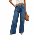 thumbnail image 2 of Hvogkswy Vintage Wash Jeans for Women High Waisted Stretchy Full Length Casual Denim Pants Loose Straight Leg Jeans with Pockets, 2 of 9