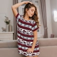 thumbnail image 3 of Fotbe Buffalo Plaid Forest Bata de Dormir para Mujer con Estampado, Camisón de Algodón de Manga Corta, Ropa de Dormir Casual, 3 of 6