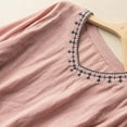 thumbnail image 3 of Wang6 Oversized 3/4 Sleeve Tops for Women Trendy Fall Loose Fit V Neck T Shirts Causal Embroidered Side Slit Graphic Tees Pink 0713-3/4 sleeve tshirts XXXXL, 3 of 5