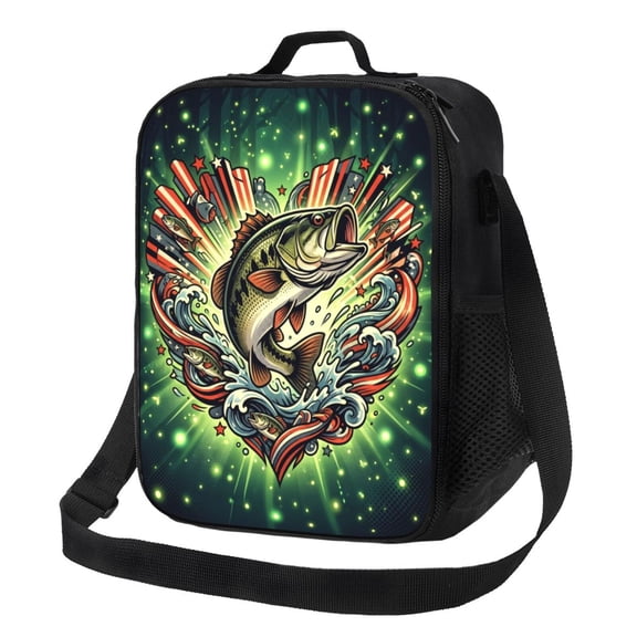 Camo Fish Insulated Lunch Box Reusable Lunch Bag Women Men Cooler Tote Bag For Work Picnic Outings Office