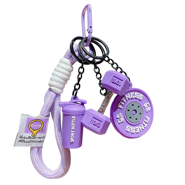 Leodye 1PCS Fitness Keychain Set Barbell Dumbbell Pendant Gym Daily Carry Sports Peripheral Gift Backpack Keychain for Gym Lovers