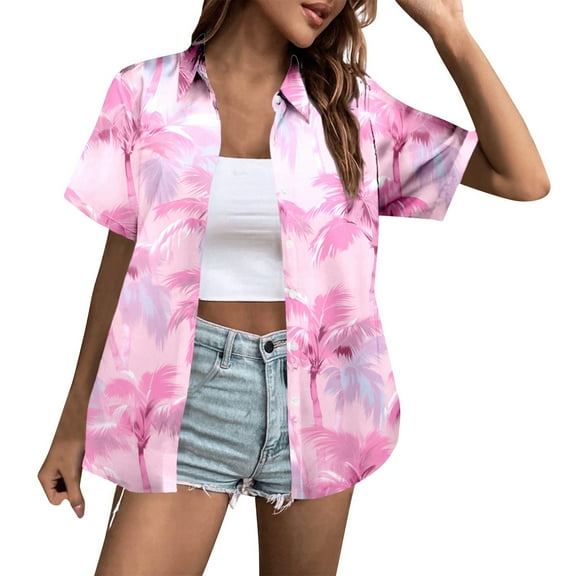 Ladies Summer Short Sleeve Printed Casual Shirt Top Fashionable And Comfortable Blouse For Women