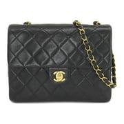 Pre-Owned CHANEL Mini Matelasse 20 Chain Shoulder Bag Leather Black A01163 Gold Hardware Vintage (Like New)