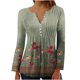 thumbnail image 1 of ICHUANYI Clearance Women's Printed Fashionable Long Sleeved V-neck Button Pleated ICHUANYI "ICHUANYI", 1 of 4