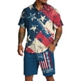 thumbnail image 2 of Mens 2 Piece Short Sets US 250 Years Anniversary Short Sleeve Shirts and Shorts Summer Beach Vacation Outfits, 2 of 6