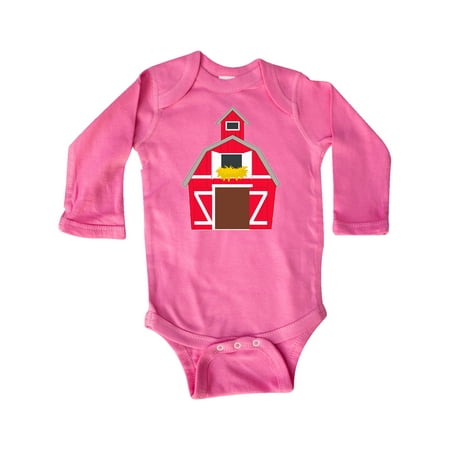 

Inktastic Farming Large Red Barn with Hay Gift Baby Boy or Baby Girl Long Sleeve Bodysuit