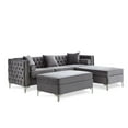 thumbnail image 1 of Sectionnel de Sofa Réversible en Velours Gris avec Ottoman, 1 of 2