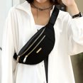 thumbnail image 3 of Bolso Riñonera unisex con cremallera doble, bandoleras de nailon sólidas para deportes y correr, 3 of 4