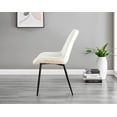 thumbnail image 4 of Furniturebox UK Pesaro Modern Adult Off-White Velvet Dining Side Chairs, Set of 2 (Black Legs), 4 of 6