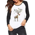 thumbnail image 2 of Amazon Wish - Camiseta de manga larga con estampado de ciervos navideños y bloques de color para mujer, cuello redondo, estilo europeo y americano, 2 of 4