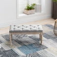thumbnail image 2 of chairus Fabric Upholstered Dining Bench - Classic Entryway Ottoman Bench Bedroom Bench with Rustic Wood Legs - Beige, 2 of 14