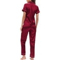 thumbnail image 5 of IROINNID Womens Casual Pajamas Two-Piece Sets Button Tops with Pants Sleepwear Set Soft Loungewear,Red, 5 of 5