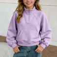 thumbnail image 2 of Quarter Zip Sweatshirt for Girls Stand Collar Long Sleeve Mock Neck Pullover Lightweight Casual Solid Color Fall Sweatshirt No Hood, 9-10 Years, 2 of 8