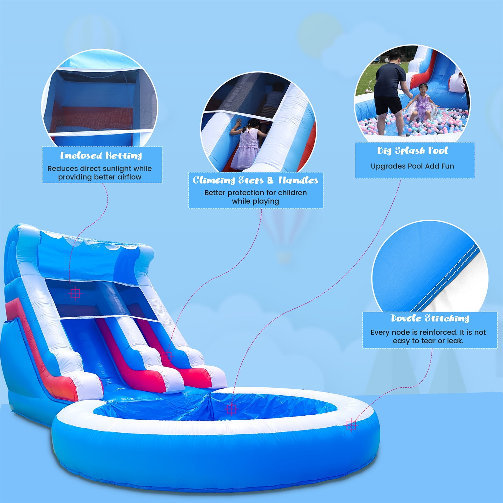 Relunch 24FT(L) Commercial Grade PVC Inflatable Water Slide for Kids Adults with Big Splash Water Pool & Blower 24x13x12ft