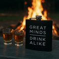 thumbnail image 4 of Funky Junque Stainless Steel Flask - Great Minds Drink Alike (Black), 4 of 8