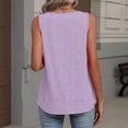 thumbnail image 6 of V Neck Sleeveless Tank Tops Women Plus Size Loose Fit Pleated Summer Casual Curved Hem Basic Shirts Light Purple M, 6 of 6