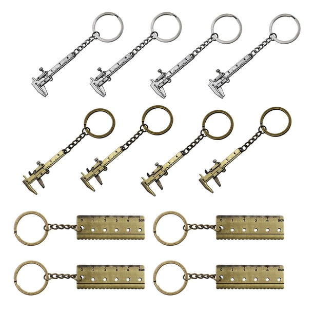 12 piezas de aleación de zinc Vernier Caliper regla colgante regalos de cumpleaños llavero de moda para fabricación de joyas Zulema Llaveros Regla