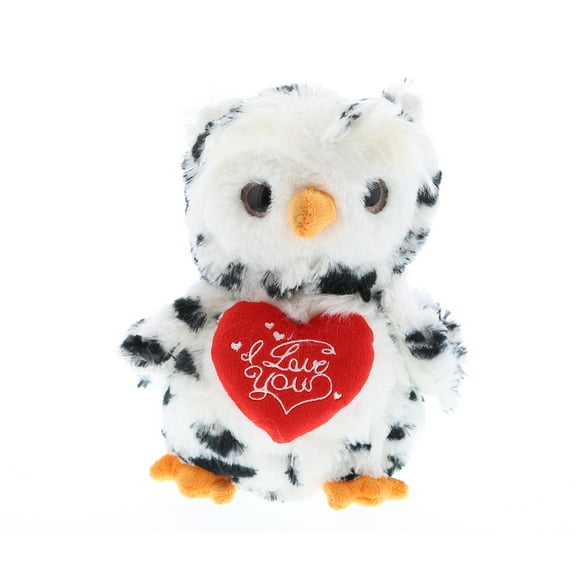DolliBu I Love You White Owl Plush with Heart - 8.5 inches