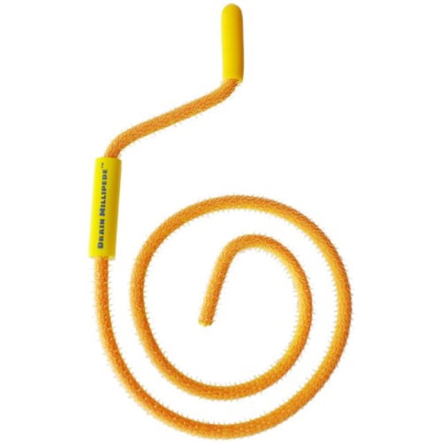 flexisnake drain millipede - drain clog remover - dependable, thin, flexible, durable and easy to use - safe for most drains and grates - made in usa, 18 inch - yellow