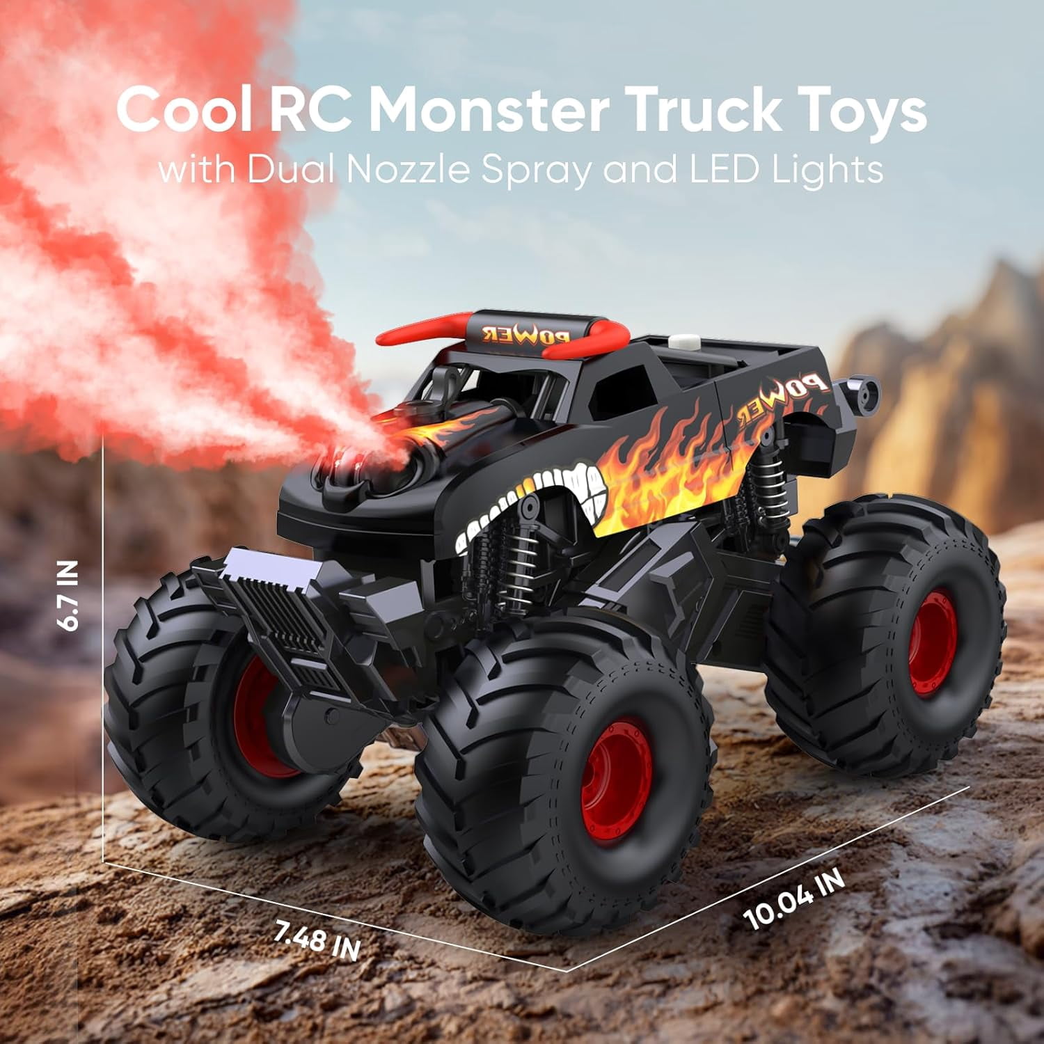 VKFVKF 1:16 Waterproof Remote Control Monster Truck - 4WD Amphibious All Terrain RC Car, Off-Road Toy Truck with Rechargeable Battery, Gift for Kids