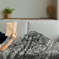thumbnail image 3 of Ethnic Soft Flannel Fleece Throw Blanket, Mandala Inspired Artwork Hand Drawn Paisley Pattern Boho Native, Cozy Plush for Indoor and Outdoor Use, 50" x 70", Black and White, by Ambesonne, 3 of 5