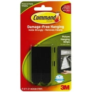 Command Damage-Free Medium Picture Hanging Strips, Black 4 ea (Pack of 2)