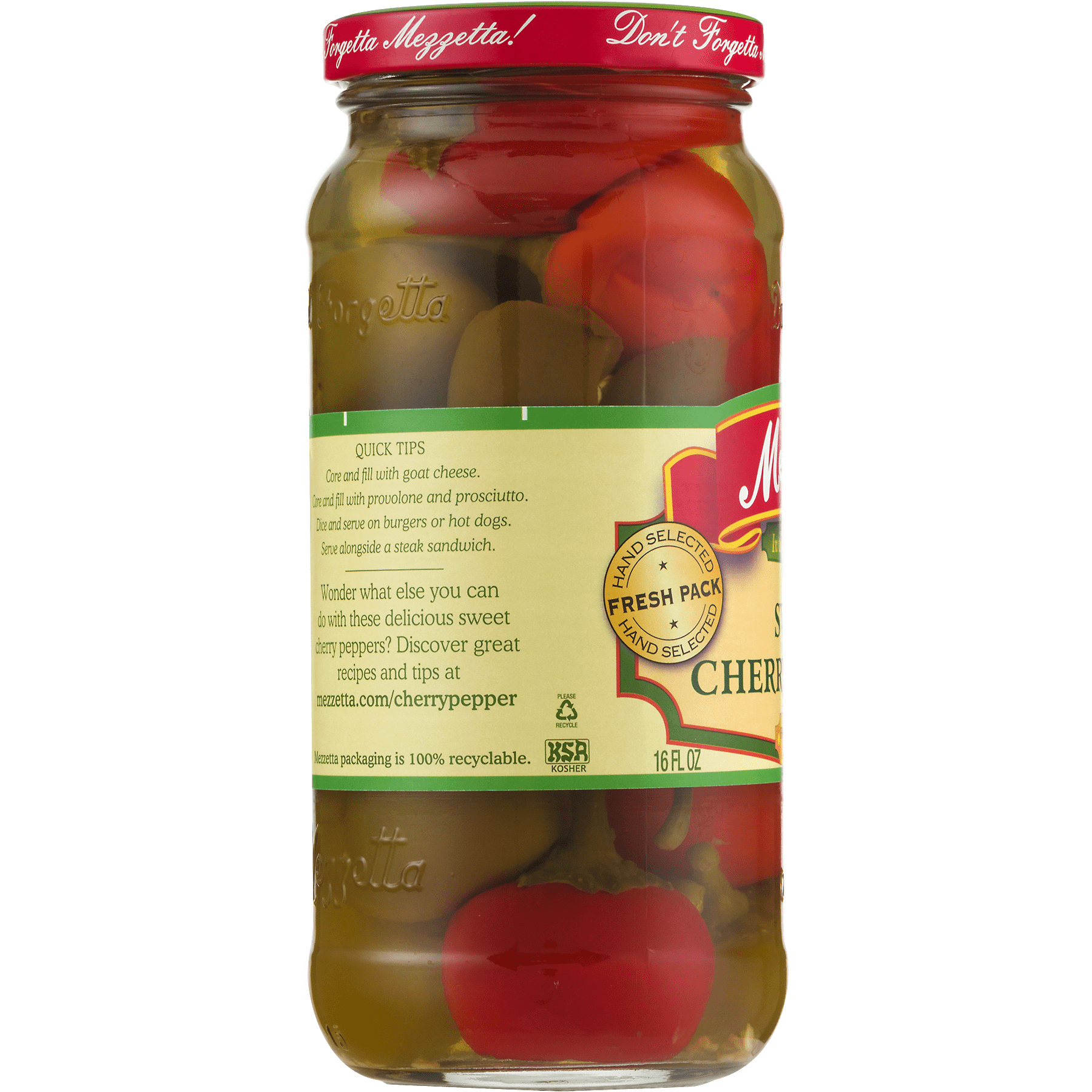 (3 pack) Mezzetta Sweet Cherry Peppers, 16.0 FL OZ