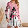 thumbnail image 5 of WTOBBY Women's Christmas Print Dress V-Neck Loose Fit Long Sleeve Casual Holiday Party Dress with Festive Seasonal Design for Women,Red M, 5 of 6