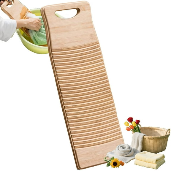 Ymokee 23.6" x 7.8" Large Bamboo Washboard, Laundry Washboard for Hand Washing Clothes for Shirts Clean Home Laundry Supplies-(L)