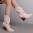 thumbnail image 4 of Mepaouo Women's Cowboy Ankle Boots Heel Cowgirl Chelsea Mid Calf Western Short Booties(Pink,7), 4 of 8