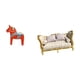 thumbnail image 5 of Estatua sueca de escritorio, figura de caballo Dalecarlian, sofá artesanal para casa de muñecas, construcción única de madera y tela, ideal para decor, 5 of 8